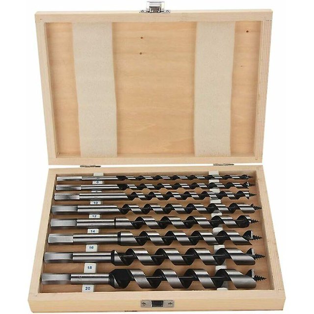 HSS Twist Wood Drill Bit, Set of 8pcs Carbon Steel Twist Wood Drill Bit with Length 230mm Diameter 6mm 8mm 10mm 12mm 14mm 16mm 18mm 20mm