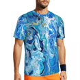 thumbnail image 3 of Ocean Blue Marble T Shirt Modern Art Print Novelty Gym T Shirts Short-Sleeved Comfortable, 3 of 5