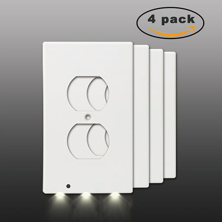Exgreem GuideLight( 4 Pack)- Best Energy Saving LED Night Lights Wall Outlet Cover- Fireproof Material- No Batteries Or Wires,