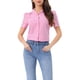 thumbnail image 1 of INSPIRAR CHIC Blusa vintage de cuadros con mangas abullonadas para mujer de verano S Rosa Blanca, 1 of 6