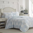 thumbnail image 1 of Laura Ashley 225719 Kenna Quilt Set, King, Light Pastel Blue, 1 of 4