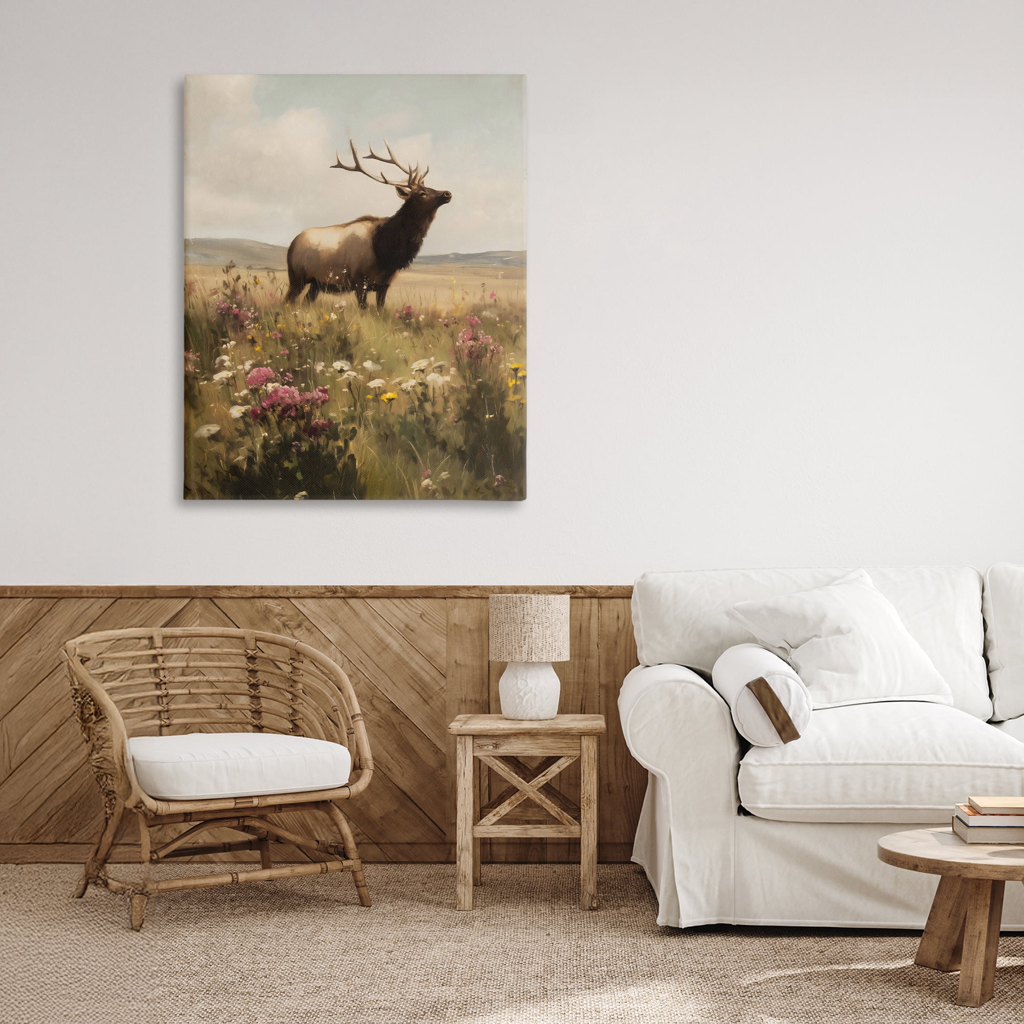 Stupell Industries Elk in the Wildflower Meadow Canvas Wall Art, design by Arlington Prints