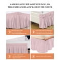 thumbnail image 6 of Pink Striped Wrap Around Bed Skirts for Queen Bed 16" Drop,Bed Skirt with Adjustable Elastic Belt Dust Ruffle Bed Valance for Bedroom Hotel Modern Simple Farmhouse Beige Vintage Bed Frame Cover, 6 of 7