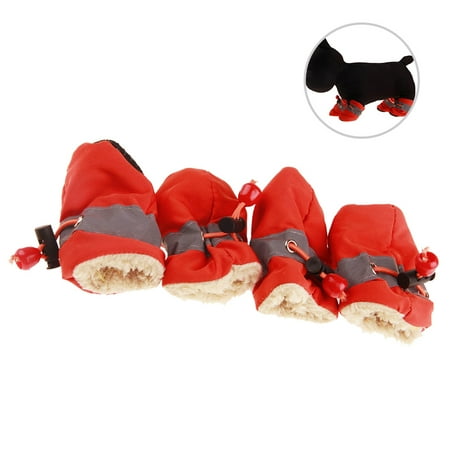 FRCOLOR Waterproof Dog Boots Doggie Shoes for Small Dogs Anti-slip Insulated Corduroy