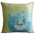 thumbnail image 1 of Toss Pillow Covers, Dull Lime Green Pillow Shams, Multicolor Sequins Flower Floral Theme Pillow Shams, 24x24 inch (60x60 cm) Pillow Shams, Square Silk Shams - Turquoise Bloom, 1 of 4