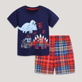 thumbnail image 2 of UngA Boy Toddler Summer Clothes 2T 3T 4T 5T Kids Short Sleeve T-shirt Elastic Shorts Set Cartoon Print 2Pcs Cute Toddler Boy Outfits (Navy,6-7 Years), 2 of 7