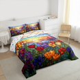 thumbnail image 4 of Homewish Colorful Flower Floral Full Size Comforter Sets,Modern Aesthetic Desgin Bedding Comforter Set,Orange Sunset Bedding Sets For Girl Kids,Ultra Soft Home Decor Reversible,3-Piece, 4 of 9
