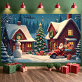 thumbnail image 2 of Decorative Design Merry Christmas Banner Gift Boxes Santa Claus Snow for Winter Party Holiday Celebration Family Gathering, 2 of 9