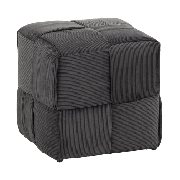 Ottoman Foot Rest Soft and Comfortable Ottoman Square Corduroy Woven Design Sofa Stool (Grey)