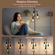 EDISHINE 62in Industrial Black Floor Lamps for Living Room, Dimmable, Metal Standing Tree Lamp for Bedroom, Office, 3 LED Bulb Included