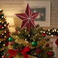 thumbnail image 5 of Cinvoph Christmas Star Tree Topper with Sequin for Holiday Decorations, Velvet Shatterproof Xmas Tree Decoration Ornament for Home Party Indoor Outdoor Decor 8" Red B, 5 of 6