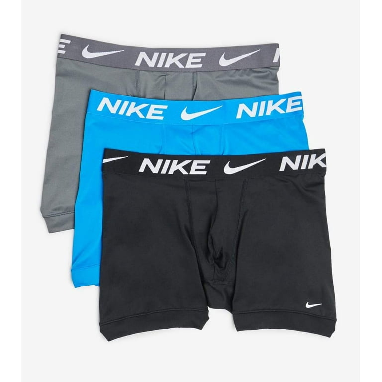 Nike Men's Essential Micro Boxer 3 Pack Brief, Black/Grey/Blue