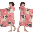 thumbnail image 4 of Pug and Love Heart Hooded Bath Towel，60"x35" for Ages 3 To 12 Kids, Quick Dry Lightweight Soft Microfiber Hood Beach Towel Cover Up for Kids, 4 of 7