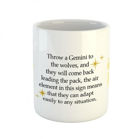

Gemini Zodiac Gift Mug Astrology Sing Traits Qualities and Character for Loved Ones Ceramic Coffee Mug Multi-Purpose Cup for Water Tea and Drinks Dark Mustard Black White 11oz