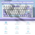 thumbnail image 2 of AK820 Mechanical Keyboard with CNC Knob Control,82Keys Gasket Mount Wired Gaming Keyboard,75% ANSI Layout,5 Sound Absorbing Foam,Hot-swappable,White Backlit,for PC,MAC (White&Purple), 2 of 8