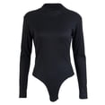 thumbnail image 2 of Mialoley Women Bodysuit Long Sleeve Solid Color Mock Neck  Bodycon Jumpsuit, 2 of 5