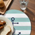 thumbnail image 4 of Round Placemats Blue Nautical Anchor Chain 15 inch Set of 6 Table Mats for Dining Table Teal Green Stripes Heat Resistant Non-Slip Kitchen & Home Decorative Place Mat Set, 4 of 8
