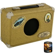Luna UKE SUITCASE AMP Portable Suitcase Themed 5w Ukulele Amplifier Vintage Tolex Bundle with 2 Year Extended Protection Plan