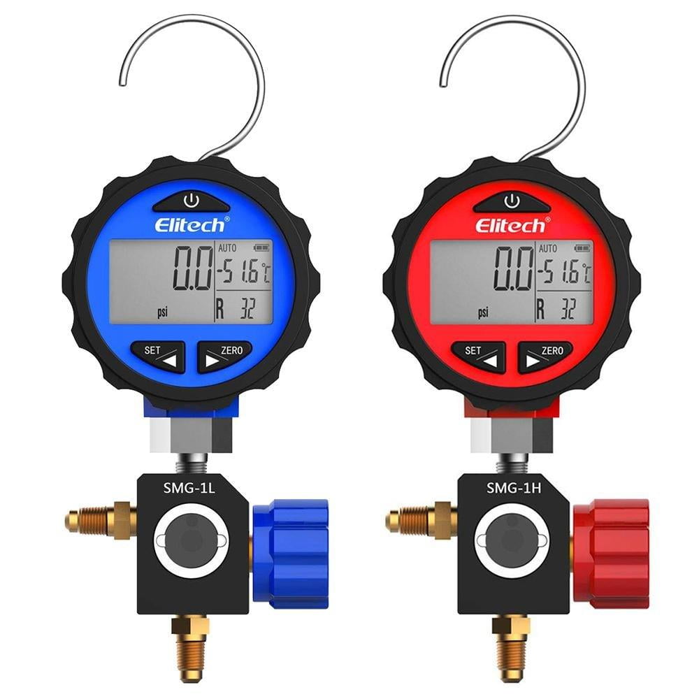 Buy Elitech SMG1L & SMG1H HVAC Digital Pressure Gauge High and Low Pressure Gauges with Valves