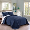 thumbnail image 1 of Pure Bedding Juego de edredón tamaño King/Cal King/California King, color azul marino – Colcha extragrande – Colcha ligera de microfibra suave para todas las estaciones – 3 piezas incluye 1 edredón y, 1 of 5