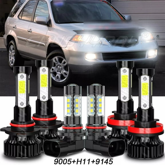 For Acura MDX 2004 2005 2006 - LED Headlight High Low Beam   Fog Light Bulbs 6000K White 6 Pack