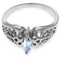 thumbnail image 4 of Galaxy Gold 14K White Gold Natural Marquis-Shaped Aquamarine Filigree Solitaire Ring - March Birthstone - Courage & Clarity - Sizes 5.5 to 11 - Fine Jewelry for Women, 4 of 4