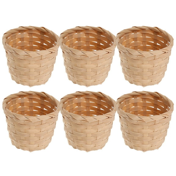 HOMEMAXS  6 Pcs Bamboo Storage Basket White Mini Rattan Baskets Woven Bride