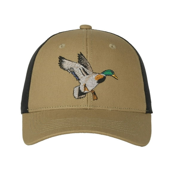 Outdoor Cap Flying Mallard Trucker Hat, Mesh Back, Duck Hunting Hat for Men, One Size, Adult, Khaki/Black