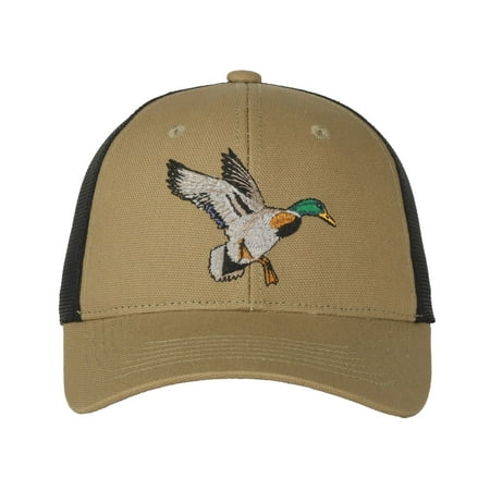 Outdoor Cap Flying Mallard Trucker Hat Mesh Back Duck Hunting Hat for Men One Size Adult Khaki/Black