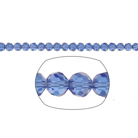 Strings Of Crystals Cobalt Blue Round Crystal Beads 4mm, 32-Facet Surface Cutted, 100cnt per string of 16 inchs ()