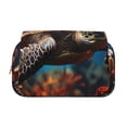 thumbnail image 2 of Rateoe Realistic Turtle Pattern Double Clamshell Pen Case, Storage Organizer with Two Zipper Compartments– Holds Up to 50 Pencils & Pens, 2 of 7