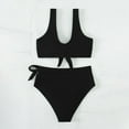 thumbnail image 6 of MIXUE Swim Suits for Women Solid Color High Waisted Bikini Sets for Women Block Two Piece Drawstring Swimwears Beachwear,Black,L, 6 of 7