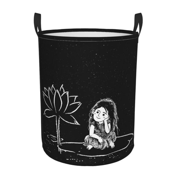Fairy Tale Night Laundry Basket Organizer Collapsible -Dirty Clothes Hamper for Bathroom Kids Girls Boys Laundry Hamper Flower Girl Star Sleep Dream