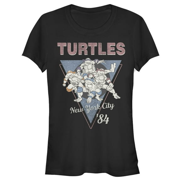 Junior's Teenage Mutant Ninja Turtles Vintage Group Triangle  Graphic Tee Black 2X Large