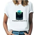 thumbnail image 2 of Hauts pour Femmes T-Shirt à Col Rond Imprimé Pollution Tendances et Confortable Haut à Manches Courtes Col Rond/chemise D-Blanc TTG, 2 of 4
