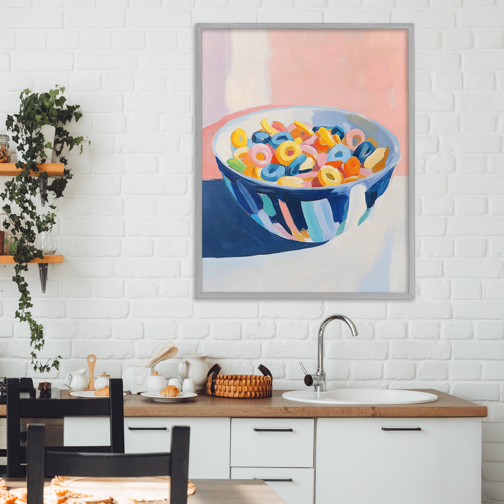 Stupell Industries Colorful Cereal Bowl Gray Framed Giclee Art, design by The Prints Vibe