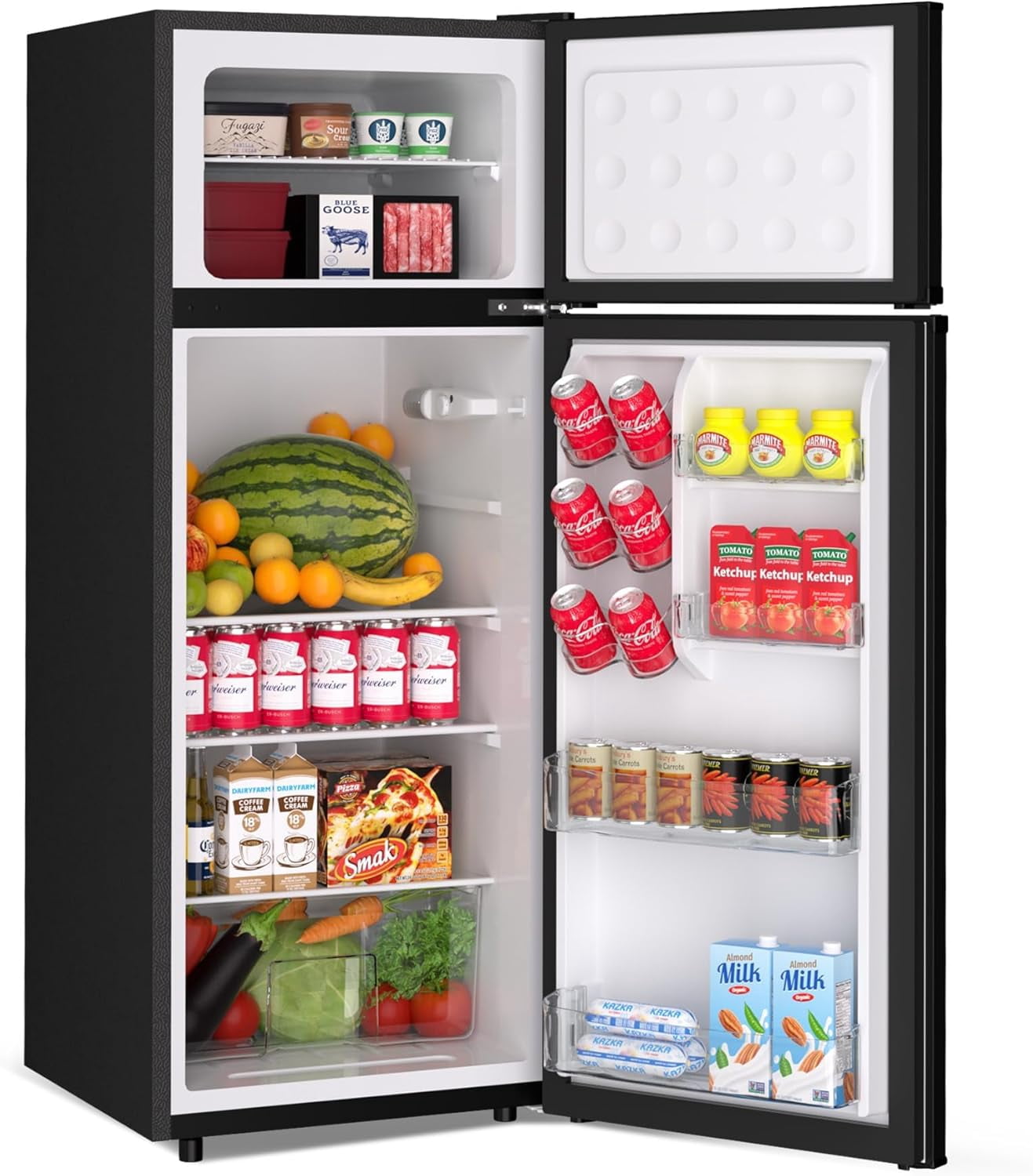 7.5 Cu.Ft Energy-Efficient Compact Refrigerator with Freezer, Mini Fridge Quiet Adjustable Thermostat Removable Shelf Double Door, Small Freezer Perfect for Dorm, Apartment, Office, Bedroom