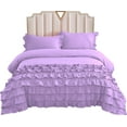 thumbnail image 3 of DNG Creations 1 Piece Vintage Ruffle Duvet Cover 100% Egyptian Cotton, 800 Threads Count - With Zipper & Corner Ties ( Oversized Queen - Solid Lilac ), 3 of 7