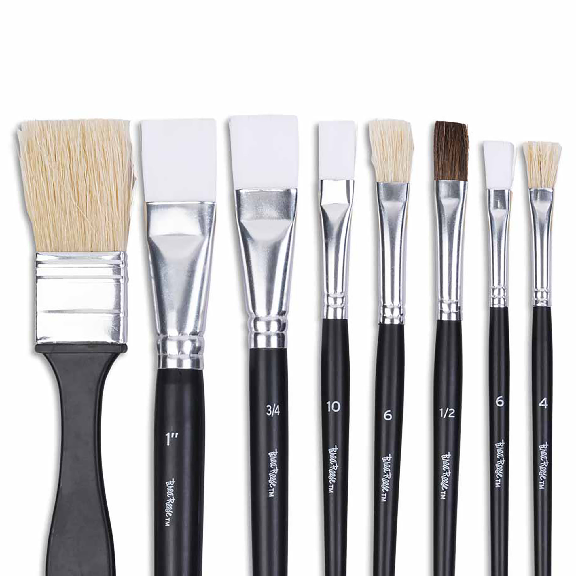 Brea Reese: Brush Set: Value Pack - 25pc - Premium Natural Boar Bristles, Storage Pouch, Perfect for Watercolor & Acrylic Paints, Adult Art Supplies