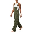 thumbnail image 6 of TEAJOPSUU Womens Cargo Overalls Wide Leg Cuff Hem Jumpsuits Adjustable Strap Bib Pants with Pockets Casual Streetwear Olive Green, 6 of 6