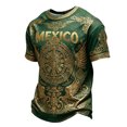 thumbnail image 4 of DXSCSE Men's Mexico Soccer Jersey, Ack Short Slztec Calendar Style Crew Neeeve Fans Mexico Shirt for Game Day, Casual Wear for Training Travel Dark Green 2XL, 4 of 7