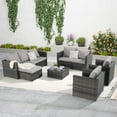 thumbnail image 2 of 6-Piece Patio Furniture Set, Outdoor Wicker Rattan Sofa Conversation Set All Weather Patio Sectional Sofa Set with Glass Table, Cushions and Pillows for Garden, Backyard (Light Grey), 2 of 11
