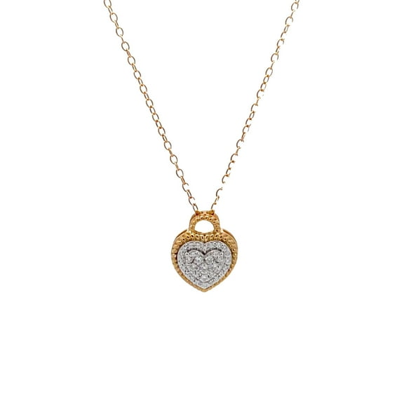 Araiya Fine Jewelry 10k Yellow Gold Round-shape Lab Grown Diamond Heart Pendant with Gold Plated Cable Chain Nacklace (1/4 cttw, D-F Color, VS1 Clarity) 18"