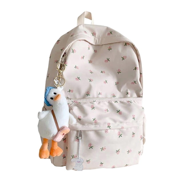 Fashion Floral Printed Backpack Waterproof All-match Zipper Bookbag for Student Girls