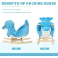 thumbnail image 6 of Kinbor Kids Rocking Horse Plush Dolphin Ride On Toy with Sound & Seat Belts, Blue, 6 of 8