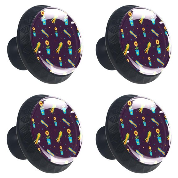 4 Pcs Sunflower Knobs for Kitchen Cabinet Cupboard Dresser Bookcase Drawer Pulls Handles Round Home Decor