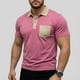 thumbnail image 2 of Camisas de Manga Corta de los Hombres Casual Color Bloqueado Botón de Solapa de Bolsillo Casual Top Transpirable, Manga Corta Tops de Verano para el Ejercicio, 2 of 6