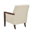 thumbnail image 5 of Beige Leather Chair With Back, Walnut Finish Frame Armchair, Wear And, 5 of 5