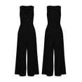 thumbnail image 6 of Jumpsuits for Women V Neck Sleeveless Wide Leg Jumpsuit Casual Long Rompers Black M, 6 of 7