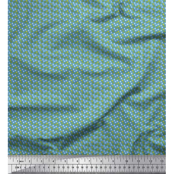 Soimoi Rayon Fabric Diamond & Cross Sign Shirting Decor Fabric Printed Yard 56 Inch Wide